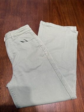 Whimsy & Row Flora High Rise Wide Leg Organic Cotton Cropped Green Jeans Size 27